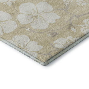 HomeRoots 8' X 10' Beige and Ivory Floral Washable Area Rug with UV Protection for Busy Homes & Elegant Spaces 681009