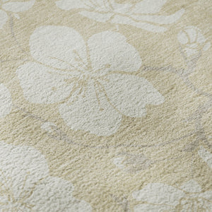 HomeRoots 8' X 10' Beige and Ivory Floral Washable Area Rug with UV Protection for Busy Homes & Elegant Spaces 681009