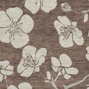 HomeRoots 5' X 8' Floral Washable Area Rug – Durable Brown & Beige Design with UV Protection for High-Traffic Areas 681019