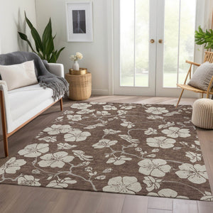HomeRoots 8' X 10' Floral Washable Area Rug - Durable, Stain-Resistant, UV Protected for Family-Friendly Spaces 681021