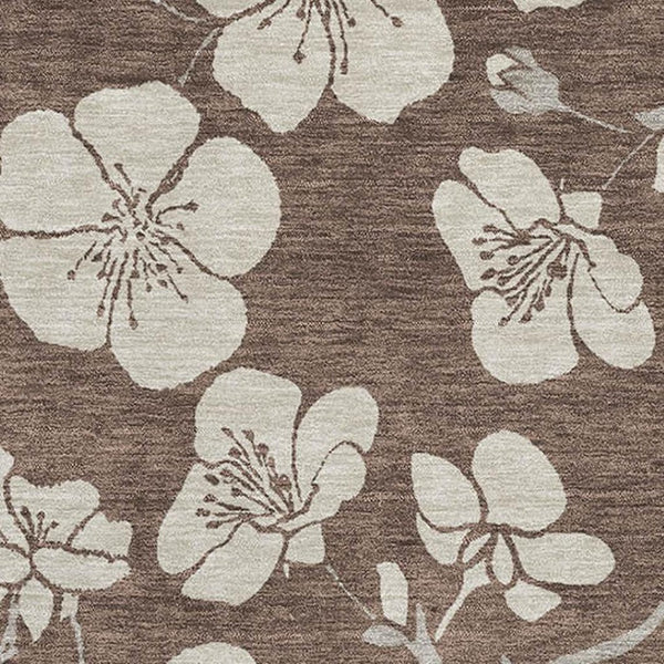 HomeRoots 9' X 12' Stylish Brown and Beige Floral Washable Area Rug with UV Protection for Busy Homes 681022
