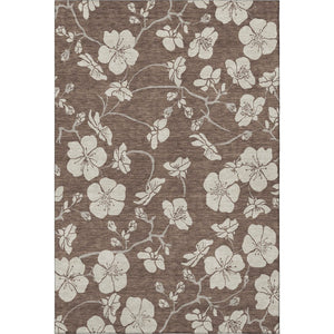 HomeRoots 10' Brown and Beige Floral Area Rug - Washable, UV-Protected, Durable Design for Busy Homes! 681023