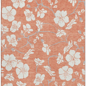 HomeRoots 8' X 10' Coral and Ivory Floral Area Rug – Stain-Resistant, UV Protected, Perfect for Families & Pets 681027