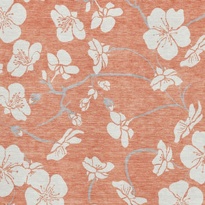 HomeRoots 10' X 14' Coral and Ivory Floral Area Rug – Stain Resistant, UV Protected, Perfect for Any Space! 681029