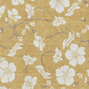 HomeRoots 10' X 14' Gold And Ivory Floral Area Rug - Washable, Durable, UV Protected for Stylish Living Spaces 681035