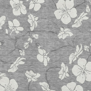 HomeRoots 5' X 8' Gray And Ivory Floral Area Rug - Washable, Stain-Resistant, UV Protected for Everyday Elegance 681037