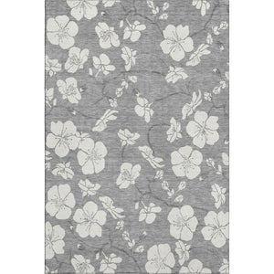 HomeRoots 8' X 10' Gray and Ivory Floral Area Rug - Durable, Stain-Resistant, UV Protected for Indoor/Outdoor Use 681039