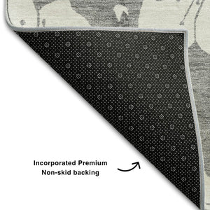 HomeRoots 8' X 10' Gray and Ivory Floral Area Rug - Durable, Stain-Resistant, UV Protected for Indoor/Outdoor Use 681039