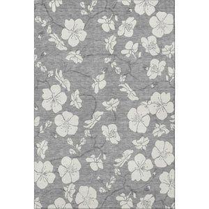 HomeRoots 10' X 14' Gray and Ivory Floral Area Rug - Washable, UV Protected, Durable for High-Traffic Spaces 681041