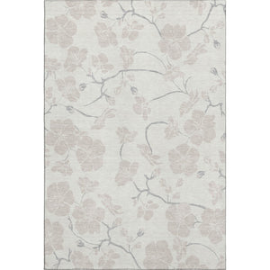 HomeRoots 9' X 12' Elegant Ivory and Beige Floral Area Rug - Washable, UV Protected, Kid & Pet Friendly Design 681046