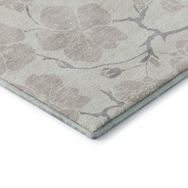 HomeRoots 9' X 12' Elegant Ivory and Beige Floral Area Rug - Washable, UV Protected, Kid & Pet Friendly Design 681046