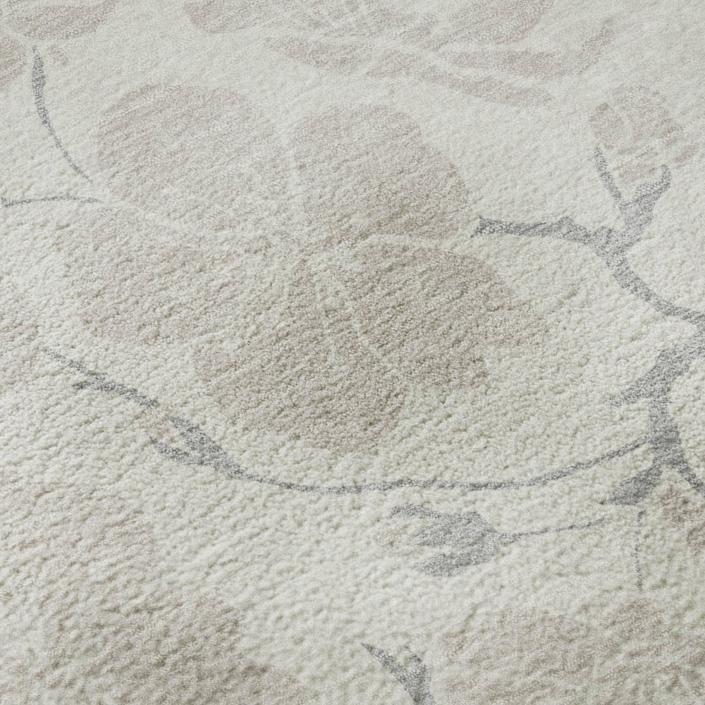HomeRoots 9' X 12' Elegant Ivory and Beige Floral Area Rug - Washable, UV Protected, Kid & Pet Friendly Design 681046
