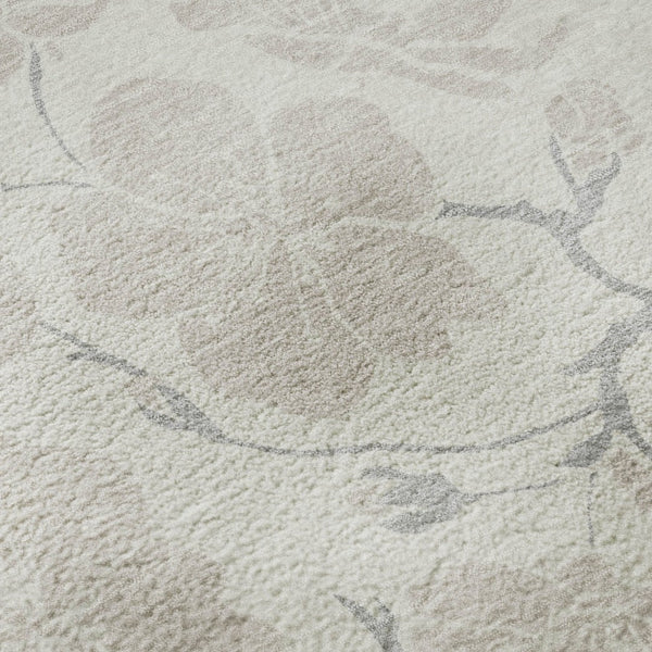 HomeRoots 9' X 12' Elegant Ivory and Beige Floral Area Rug - Washable, UV Protected, Kid & Pet Friendly Design 681046