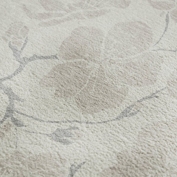 HomeRoots 9' X 12' Elegant Ivory and Beige Floral Area Rug - Washable, UV Protected, Kid & Pet Friendly Design 681046
