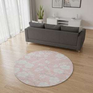 HomeRoots 8' Pink and Ivory Floral Washable Round Rug – Durable, UV Protected & Stain Resistant for Every Home! 681056