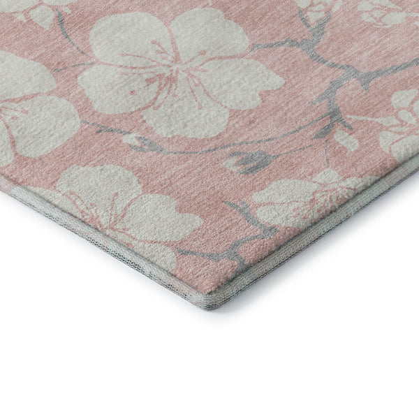HomeRoots 8' Pink and Ivory Floral Washable Round Rug – Durable, UV Protected & Stain Resistant for Every Home! 681056