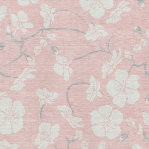 HomeRoots 8' X 10' Pink And Ivory Floral Area Rug - Stylish, Washable, UV Protected, Durable for Family Homes 681057