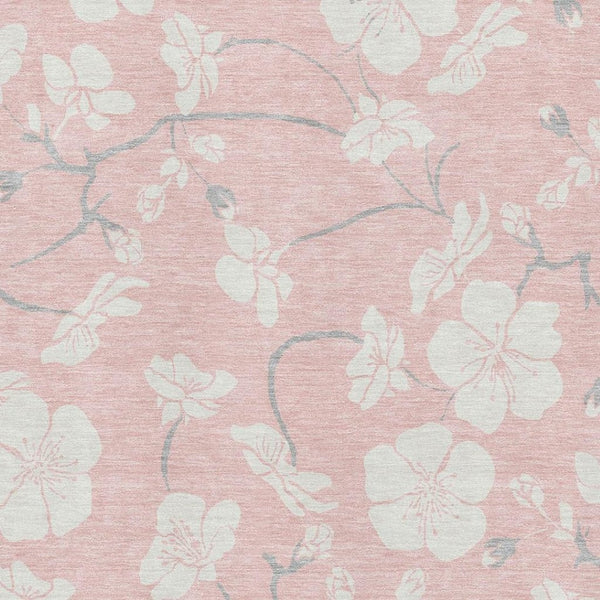 HomeRoots 8' X 10' Pink And Ivory Floral Area Rug - Stylish, Washable, UV Protected, Durable for Family Homes 681057
