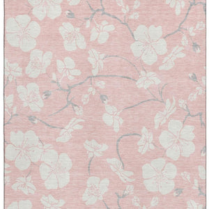 HomeRoots 9' X 12' Pink and Ivory Floral Area Rug - Washable, UV-Protected, Durable & Stylish for Every Home 681058