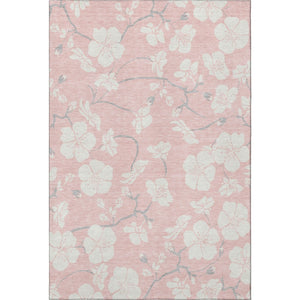 HomeRoots 9' X 12' Pink and Ivory Floral Area Rug - Washable, UV-Protected, Durable & Stylish for Every Home 681058