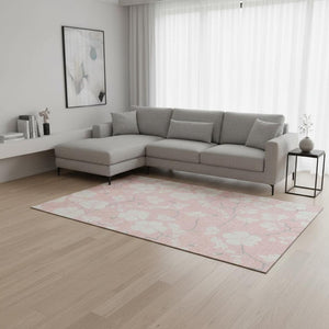 HomeRoots 10' Pink and Ivory Floral Washable Area Rug - UV Resistant, Durable, Perfect for Every Space! 681059