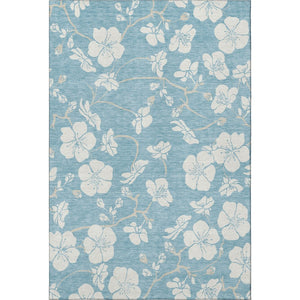 HomeRoots 10' Sky Blue and Ivory Floral Washable Area Rug - Durable, Stain Resistant, UV Protected Design for Home 681077