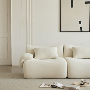 English Elm H-017-not Sherpa Armless Modular Sectional Unit Plush High Density Foam Living Room Sofa Ancient White W3622P346240