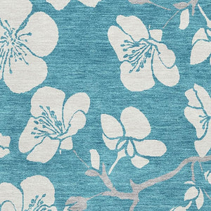 HomeRoots 9' X 12' Turquoise Floral Area Rug – Washable, UV-Protected, Durable & Stylish for High-Traffic Spaces 681082