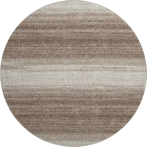 HomeRoots 8' Brown And Ivory Striped Round Rug - Washable, Stain Resistant, UV Protected for High Traffic Areas 681086