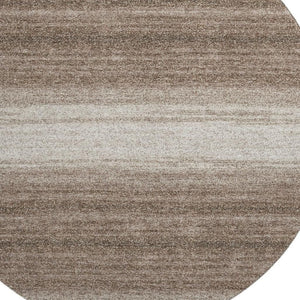 HomeRoots 8' Brown And Ivory Striped Round Rug - Washable, Stain Resistant, UV Protected for High Traffic Areas 681086