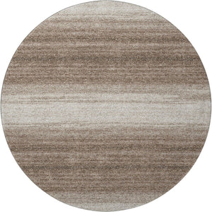 HomeRoots 8' Brown And Ivory Striped Round Rug - Washable, Stain Resistant, UV Protected for High Traffic Areas 681086