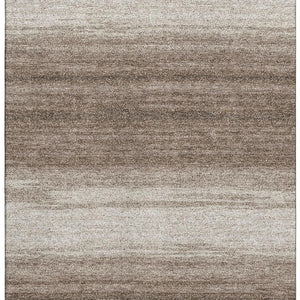 HomeRoots 8' X 10' Striped Brown and Ivory Washable Area Rug with UV Protection for Stylish, Family-Friendly Spaces 681087