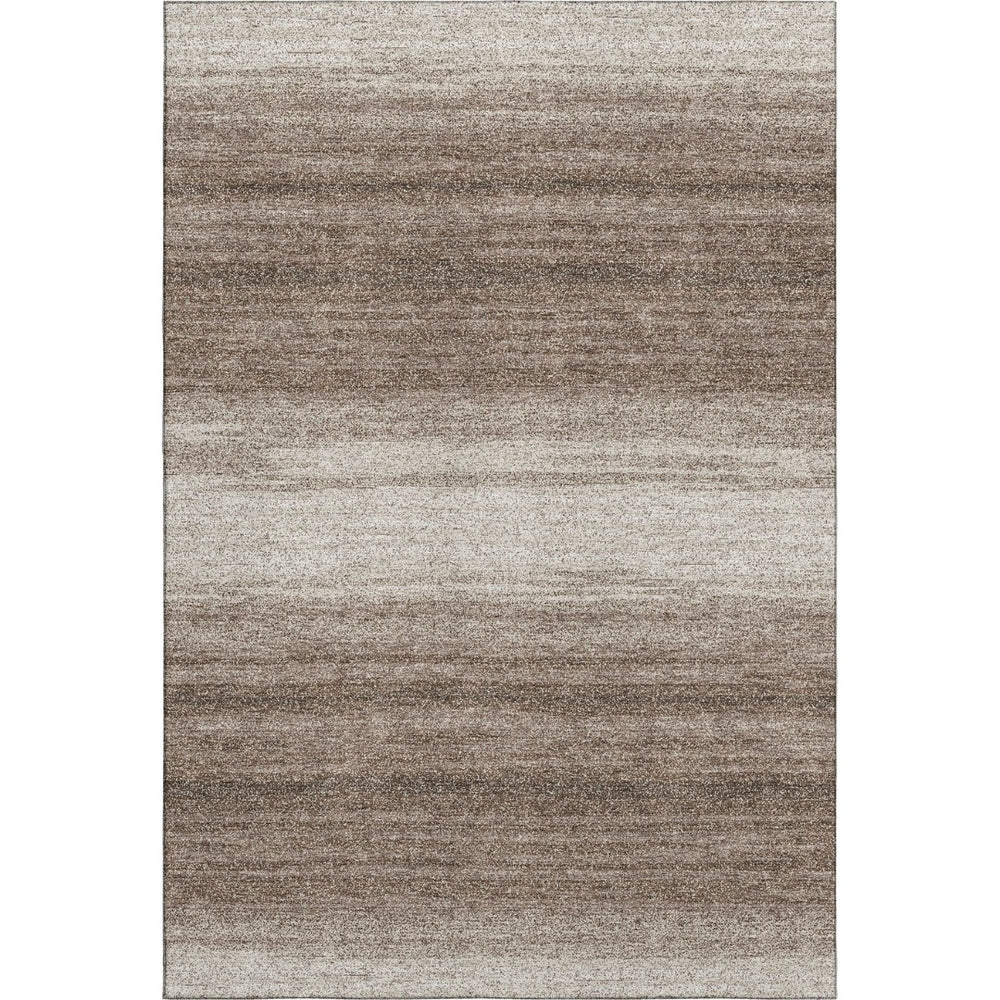 HomeRoots 9' X 12' Striped Washable Area Rug - Brown & Ivory, UV Protected, Durable for Homes with Kids & Pets 681088