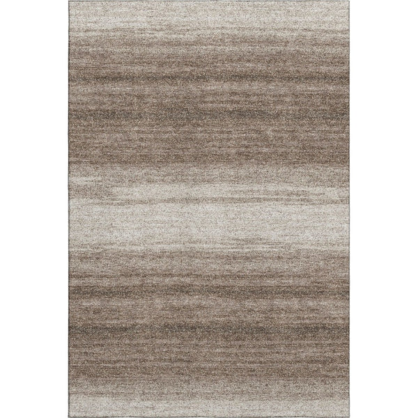 HomeRoots 9' X 12' Striped Washable Area Rug - Brown & Ivory, UV Protected, Durable for Homes with Kids & Pets 681088