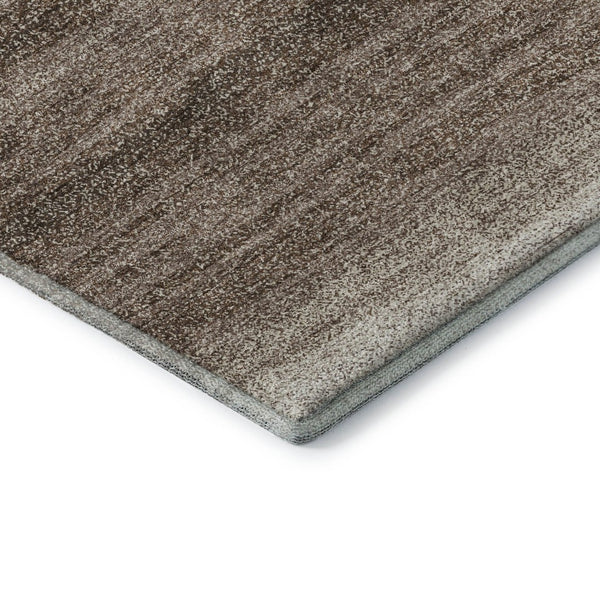 HomeRoots 9' X 12' Striped Washable Area Rug - Brown & Ivory, UV Protected, Durable for Homes with Kids & Pets 681088