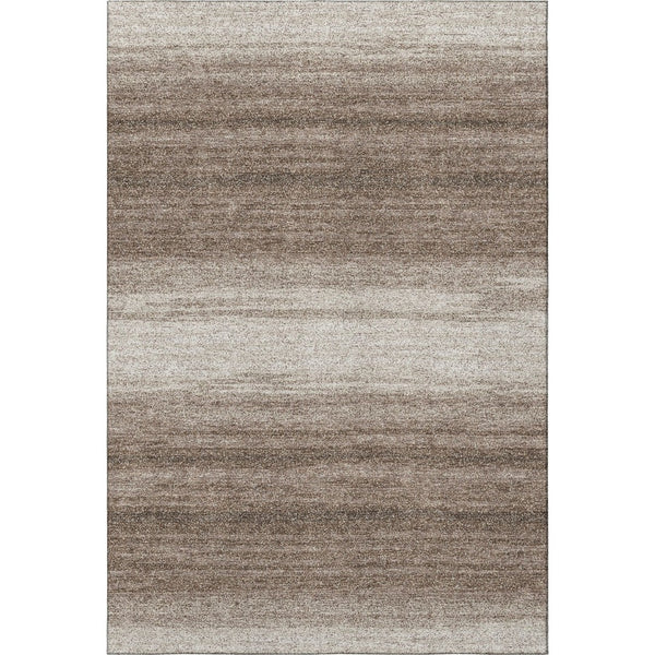 HomeRoots 9' X 12' Striped Washable Area Rug - Brown & Ivory, UV Protected, Durable for Homes with Kids & Pets 681088