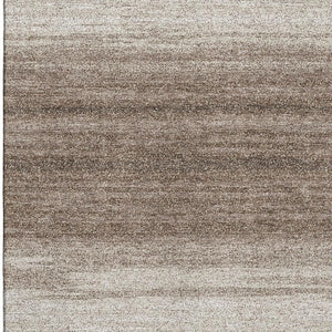HomeRoots 10' Brown and Ivory Striped Washable Area Rug - Durable, UV-Protected, Perfect for Family Spaces! 681089