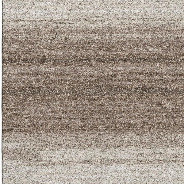 HomeRoots 10' Brown and Ivory Striped Washable Area Rug - Durable, UV-Protected, Perfect for Family Spaces! 681089