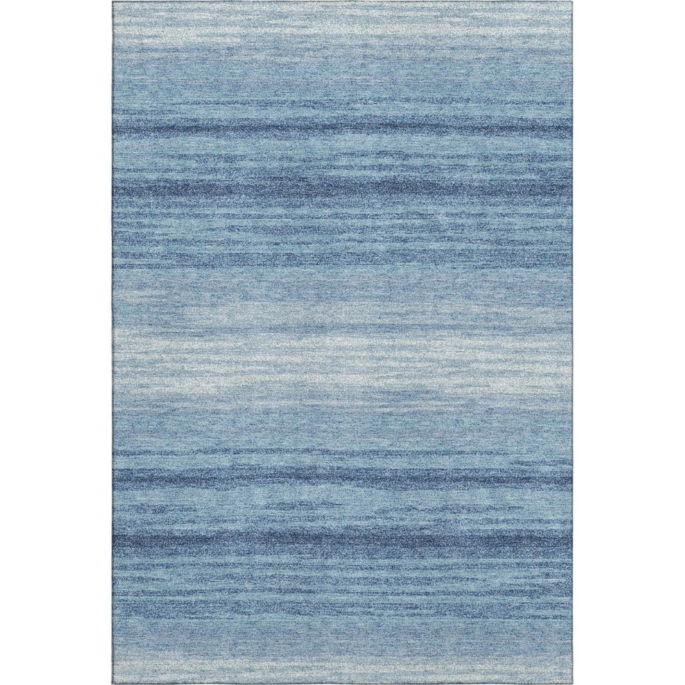 HomeRoots 5' X 8' Blue and Ivory Striped Washable Area Rug – Durable, Stain Resistant, UV Protected & Stylish! 681091