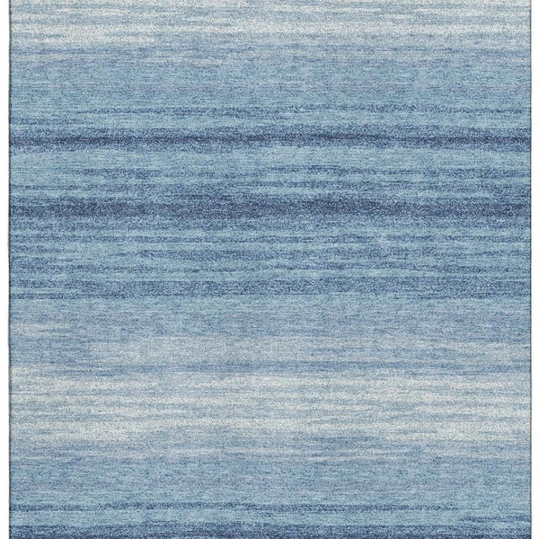 HomeRoots 5' X 8' Blue and Ivory Striped Washable Area Rug – Durable, Stain Resistant, UV Protected & Stylish! 681091