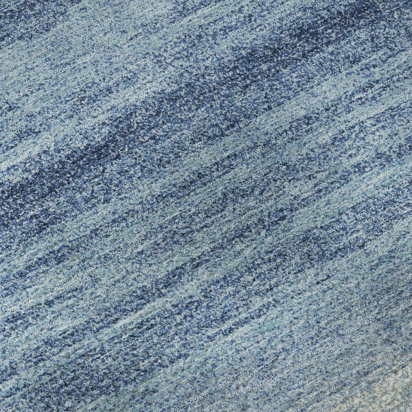 HomeRoots 8' Blue And Ivory Striped Washable Round Rug - UV Protected, Stain-Resistant, Perfect for Busy Homes 681092