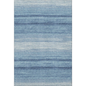 HomeRoots 8' X 10' Blue And Ivory Striped Washable Area Rug - UV Protected, Stain Resistant, Non-Slip Comfort! 681093