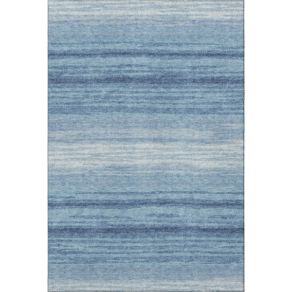HomeRoots 9' X 12' Blue and Ivory Striped Washable Area Rug - Stylish, Durable & UV-Protected for Homes 681094
