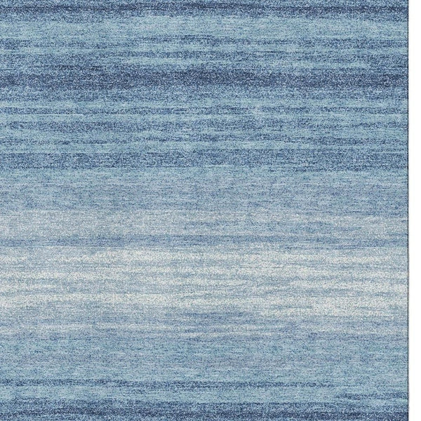 HomeRoots 10' X 14' Striped Washable Area Rug - Coastal Blue & Ivory, UV Resistant, Easy Care for Family Homes 681095