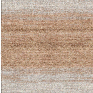 HomeRoots 5' X 8' Copper & Beige Striped Washable Area Rug – UV Protected, Easy Care, Perfect for High-Traffic Spaces 681097