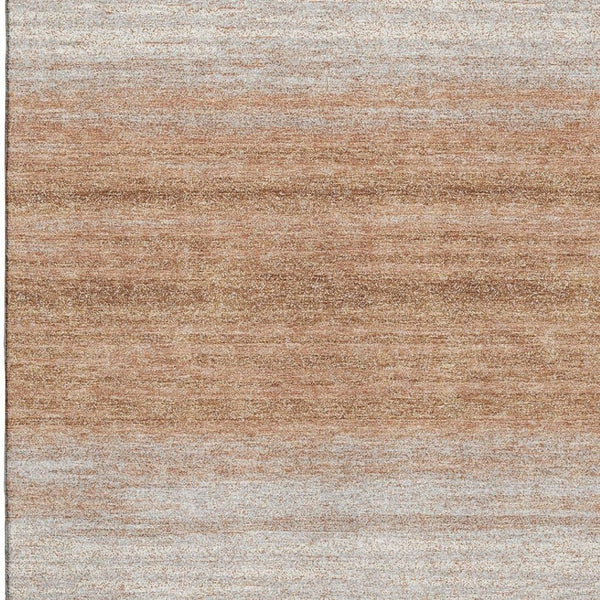 HomeRoots 5' X 8' Copper & Beige Striped Washable Area Rug – UV Protected, Easy Care, Perfect for High-Traffic Spaces 681097