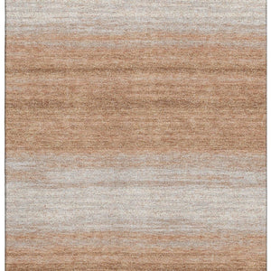 HomeRoots 5' X 8' Copper & Beige Striped Washable Area Rug – UV Protected, Easy Care, Perfect for High-Traffic Spaces 681097