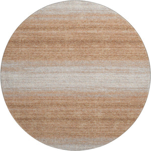 HomeRoots 8' Washable Round Rug in Copper & Beige Stripes - Durable, UV Protected, Pet-Friendly Design for Any Space 681098