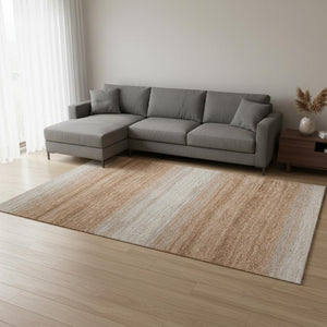 HomeRoots 8' X 10' Washable Copper & Beige Striped Area Rug - UV Protected, Stylish & Durable for Any Space 681099