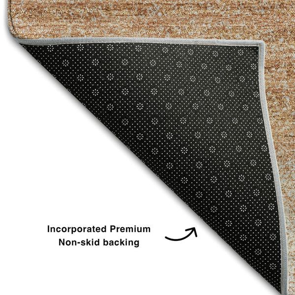 HomeRoots 8' X 10' Washable Copper & Beige Striped Area Rug - UV Protected, Stylish & Durable for Any Space 681099